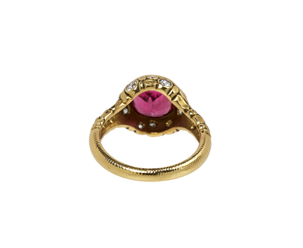 Pink Tourmaline and Diamond Circle Ring