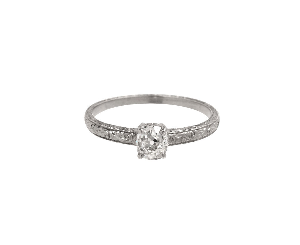 Single Stone Cushion Cut Diamond Eliza Ring