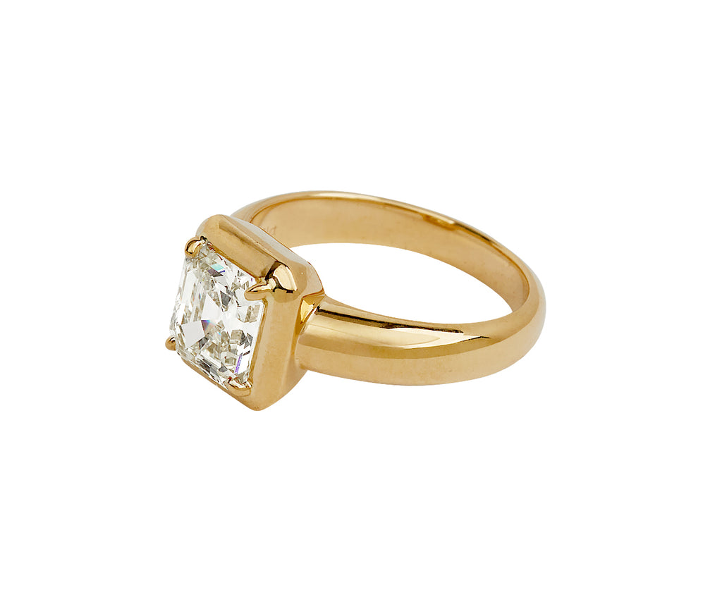 Single Stone Asscher Cut Diamond Cori Ring - side