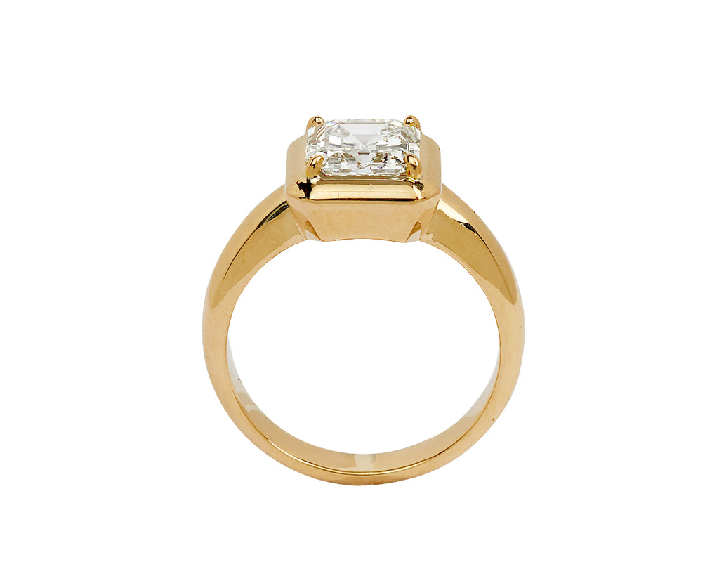 Single Stone Asscher Cut Diamond Cori Ring - top down
