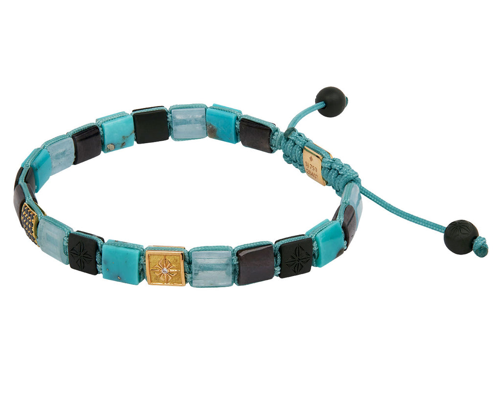Turquoise, Aquamarine and Sapphire Bead Bracelet