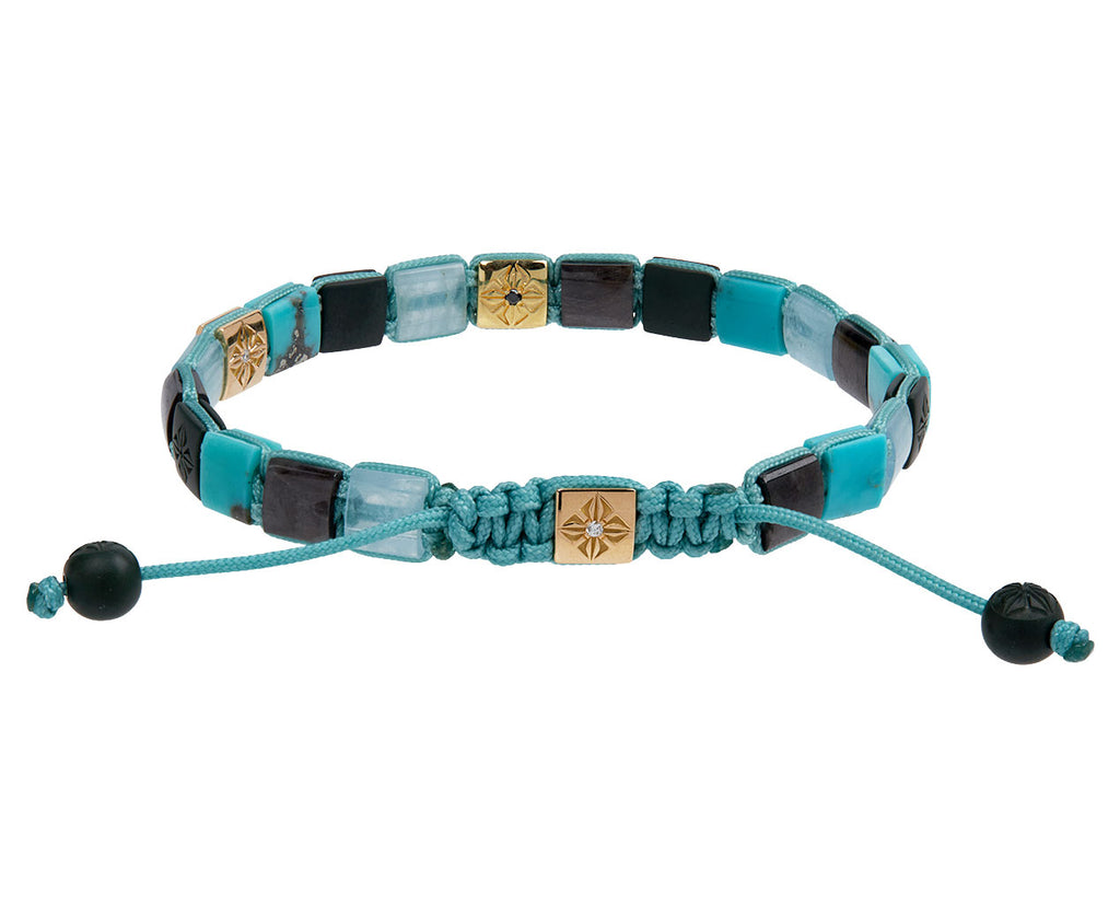Turquoise, Aquamarine and Sapphire Bead Bracelet