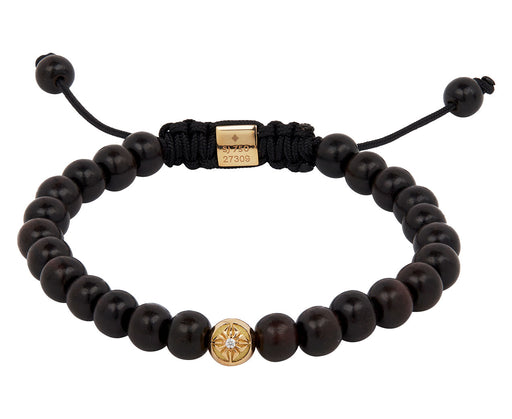 Shamballa Jewels Ebony and Yellow Gold Bead Bracelet