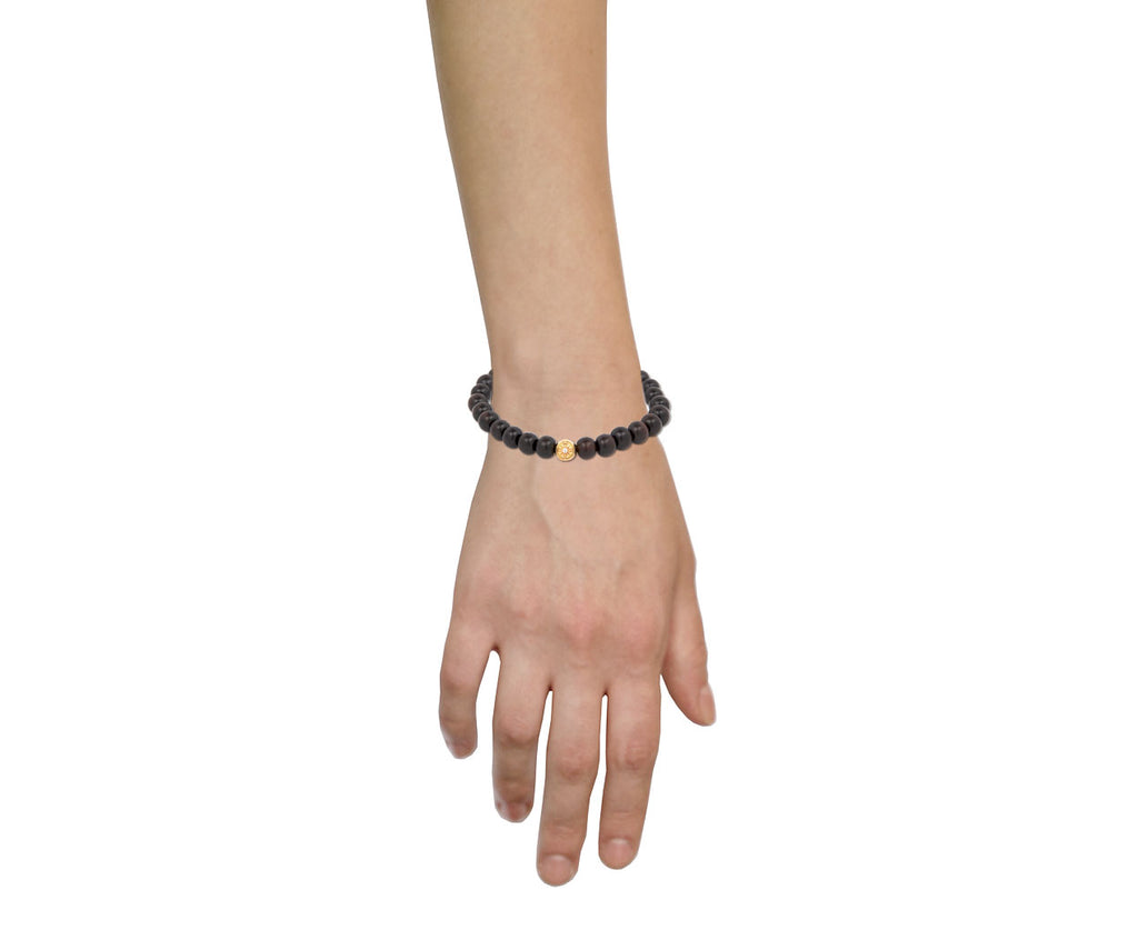 Ebony and Yellow Gold Bead Bracelet