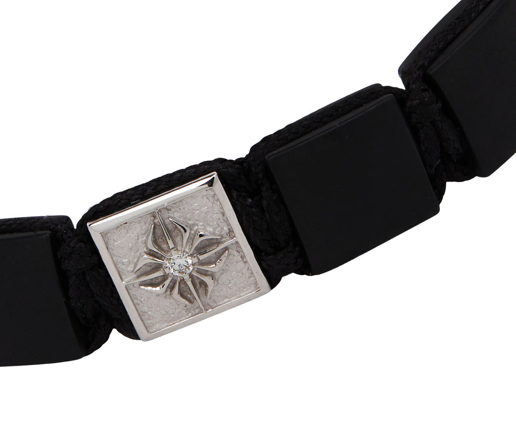 Smooth Black Ceramic and White Gold Bead Bracelet