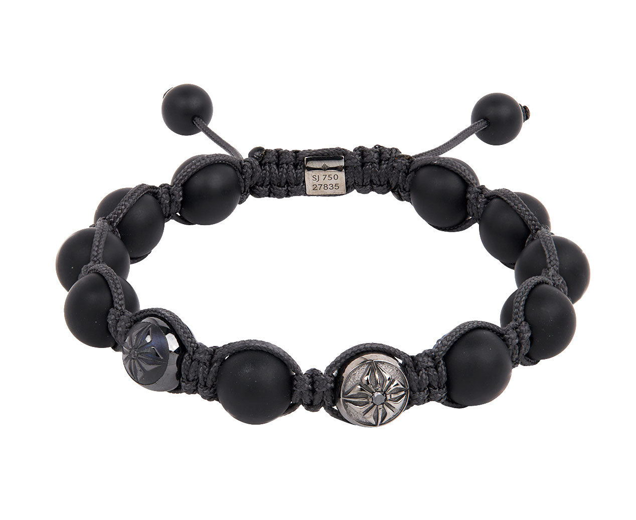 Shamballa Jewels Black Onyx and White Gold Bead Bracelet