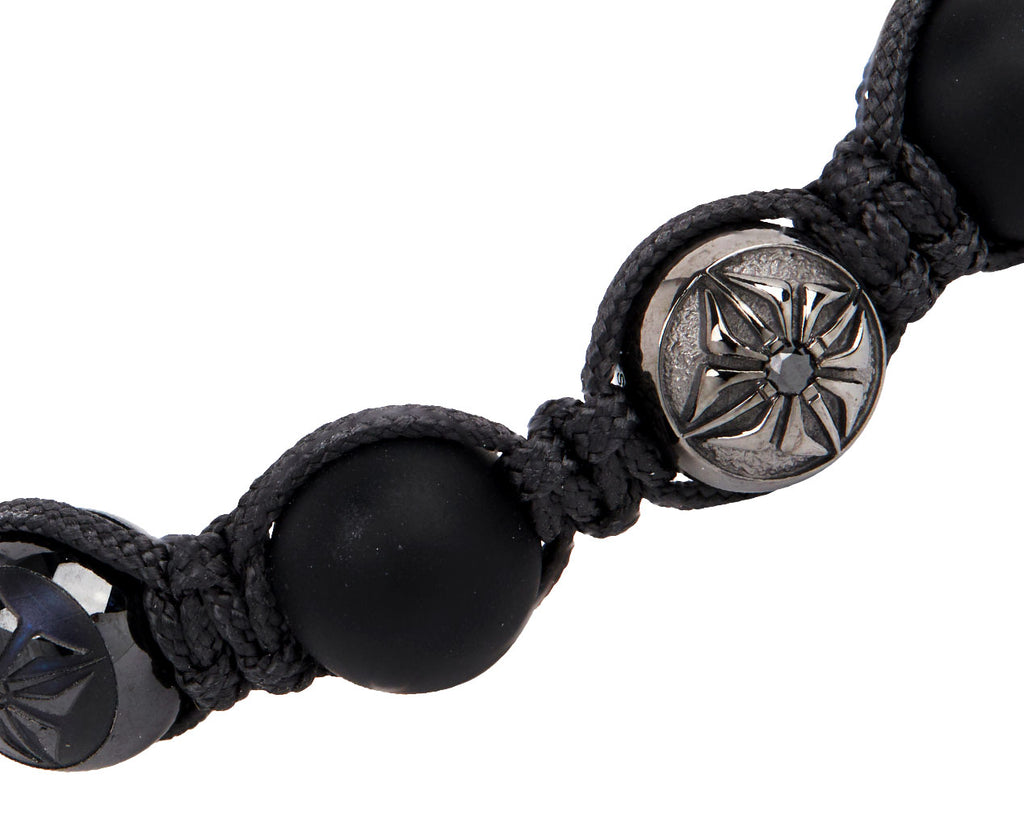 Black Onyx and White Gold Bead Bracelet