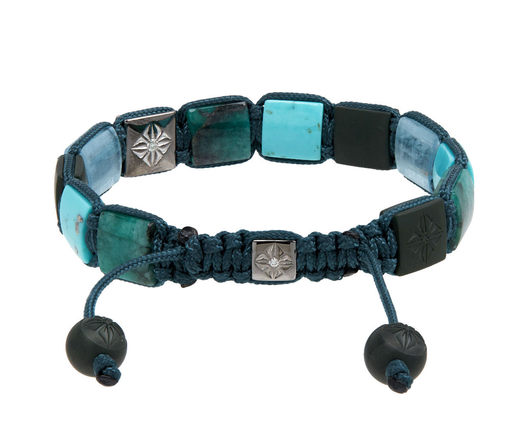 Turquoise, Emerald and Aquamarine Bead Bracelet