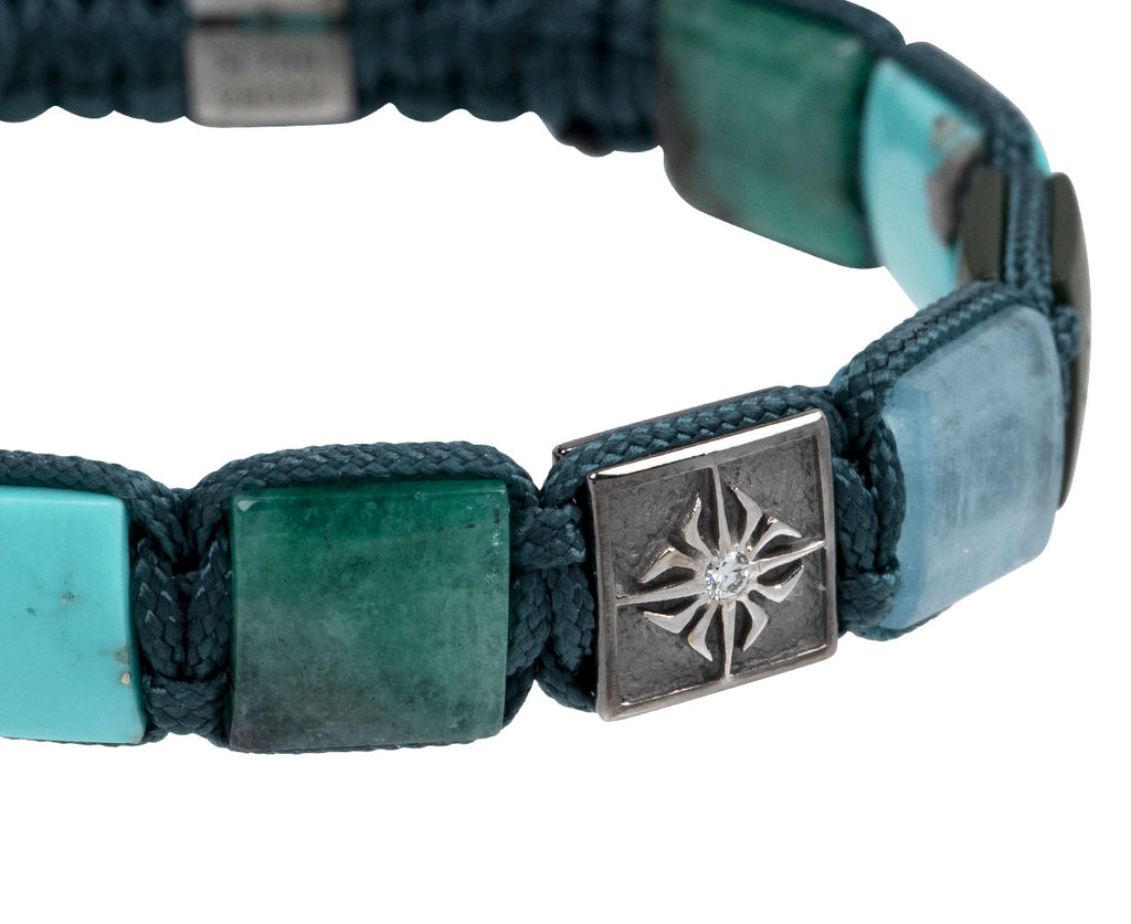 Turquoise, Emerald and Aquamarine Bead Bracelet