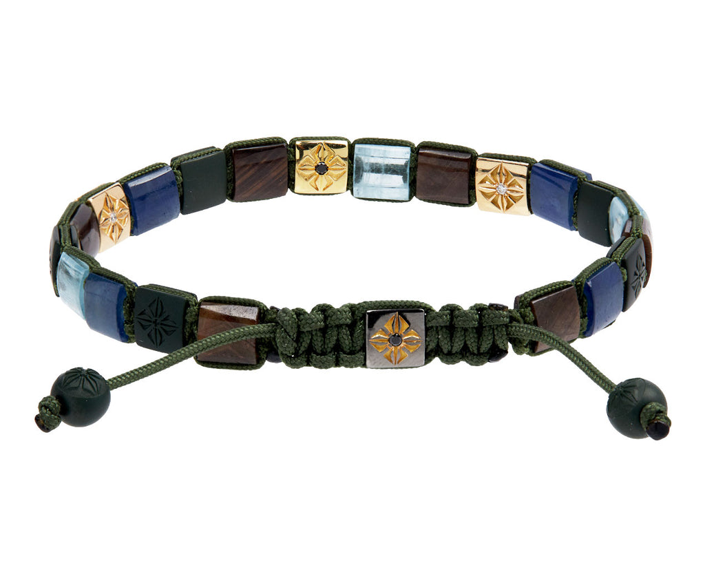 Aquamarine, Sapphire and Black Diamond Bead Bracelet