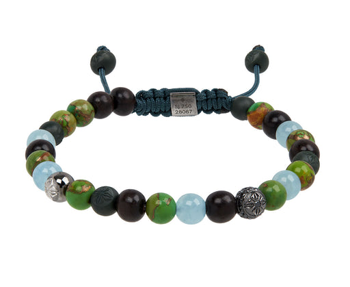 Ebony, Turquoise, and Aquamarine Bead Bracelet