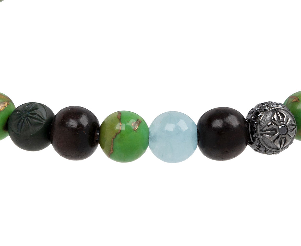 Ebony, Turquoise, and Aquamarine Bead Bracelet