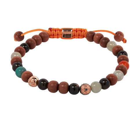 Sapphire, Ebony, Emerald and Carnelian Bead Bracelet