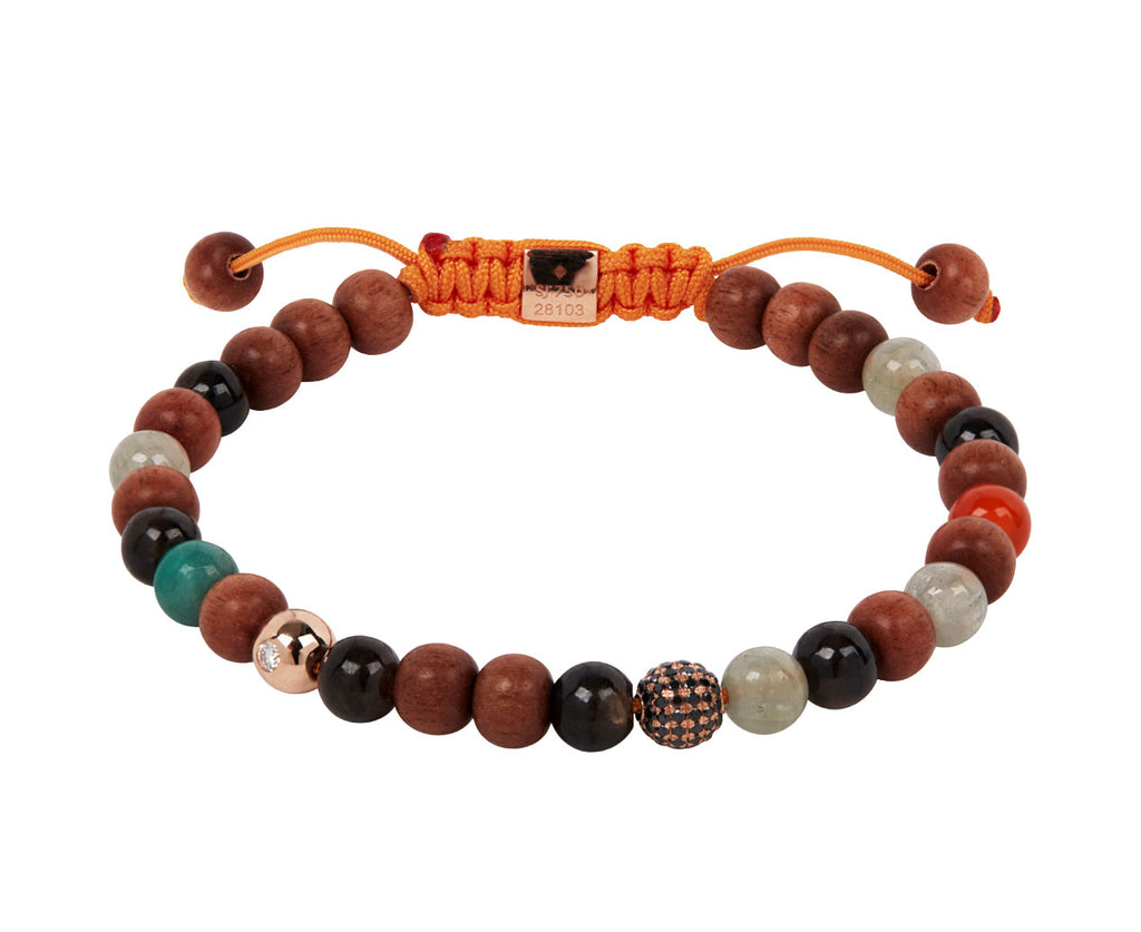 Sapphire, Ebony, Emerald and Carnelian Bead Bracelet