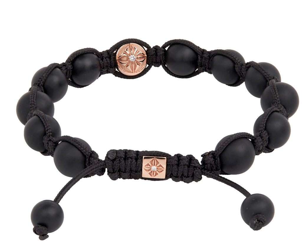 Onyx and Rose Gold Bead Bracelet