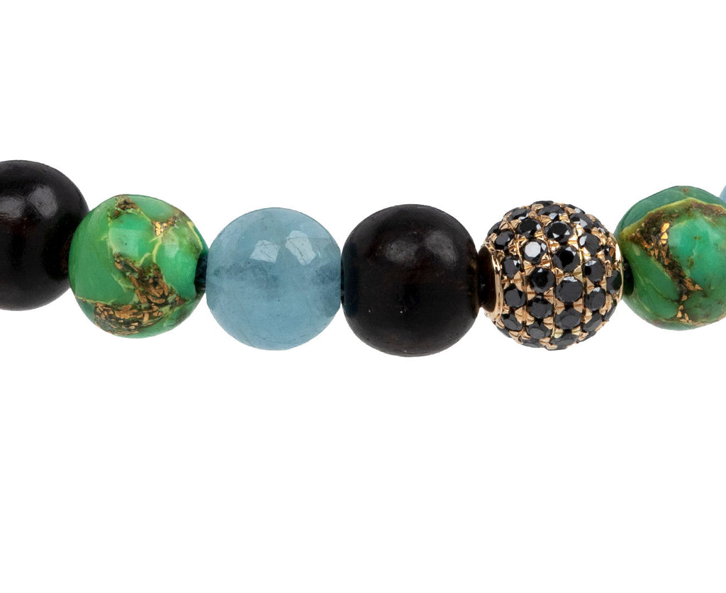 Turquoise, Aquamarine and Ebony Bead Bracelet