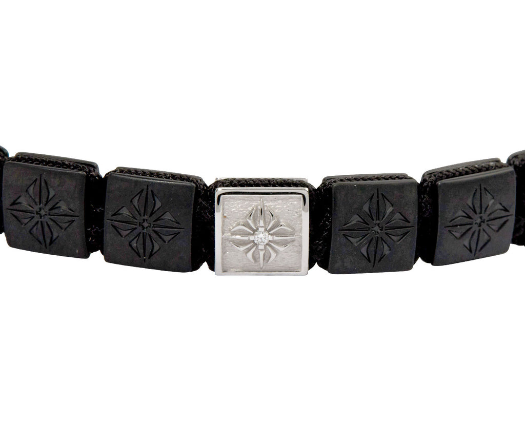 Ceramic and Gold Square Lock Bead Bracelet