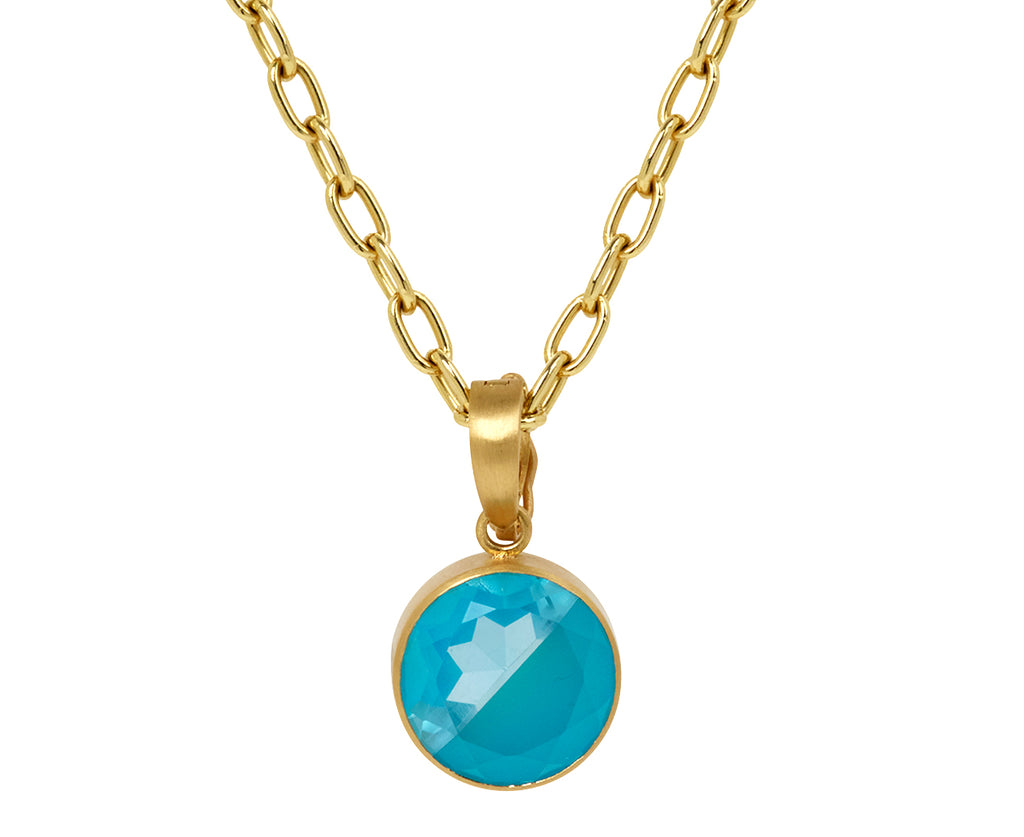 Blue Topaz and Sea Blue Chalcedony Fused Gem Pendant ONLY