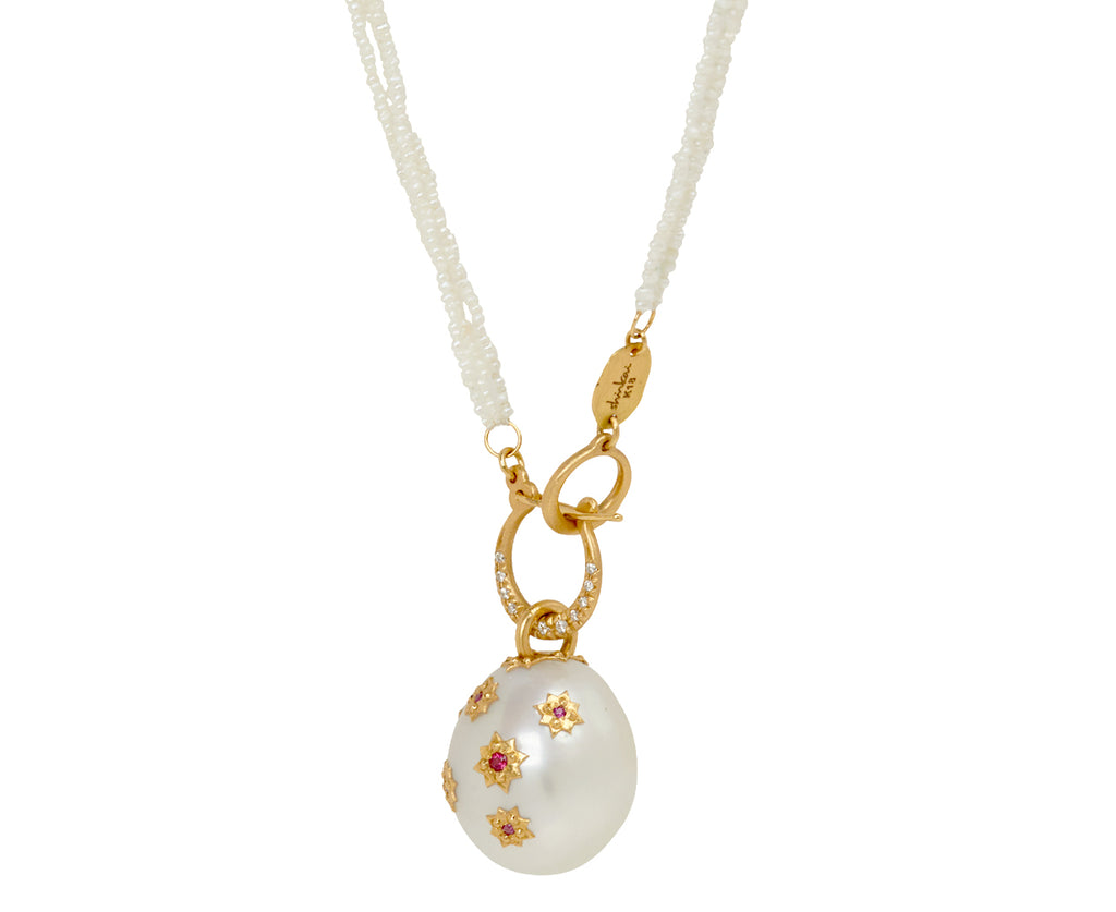 Pearl and Ruby Pendant Necklace