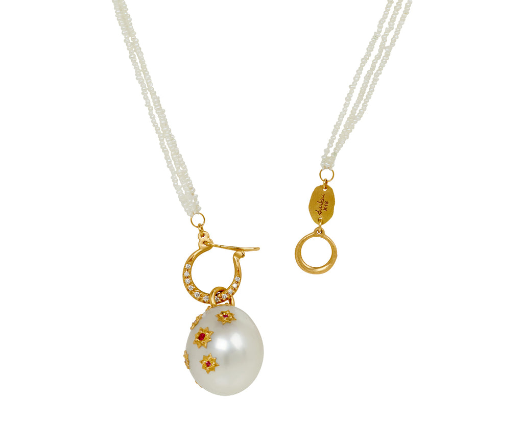 Pearl and Ruby Pendant Necklace