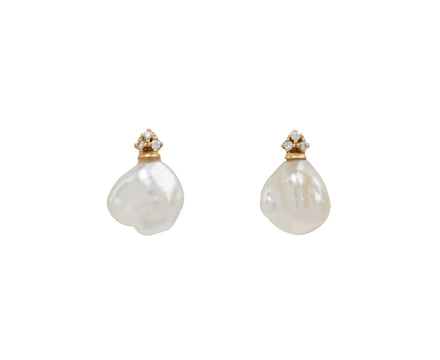Keshi Pearl and Diamond Balloon Earrings