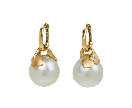 South Sea Pearl and Diamond Earrings