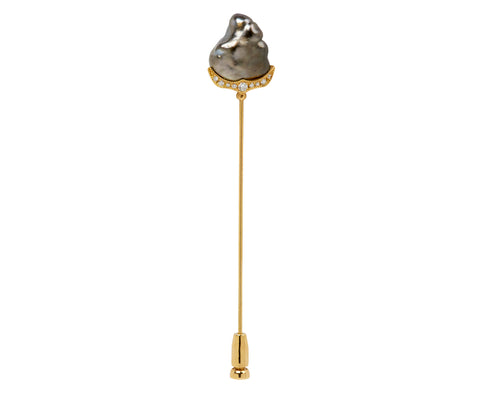 Black South Sea Pearl Coronet Pin Brooch
