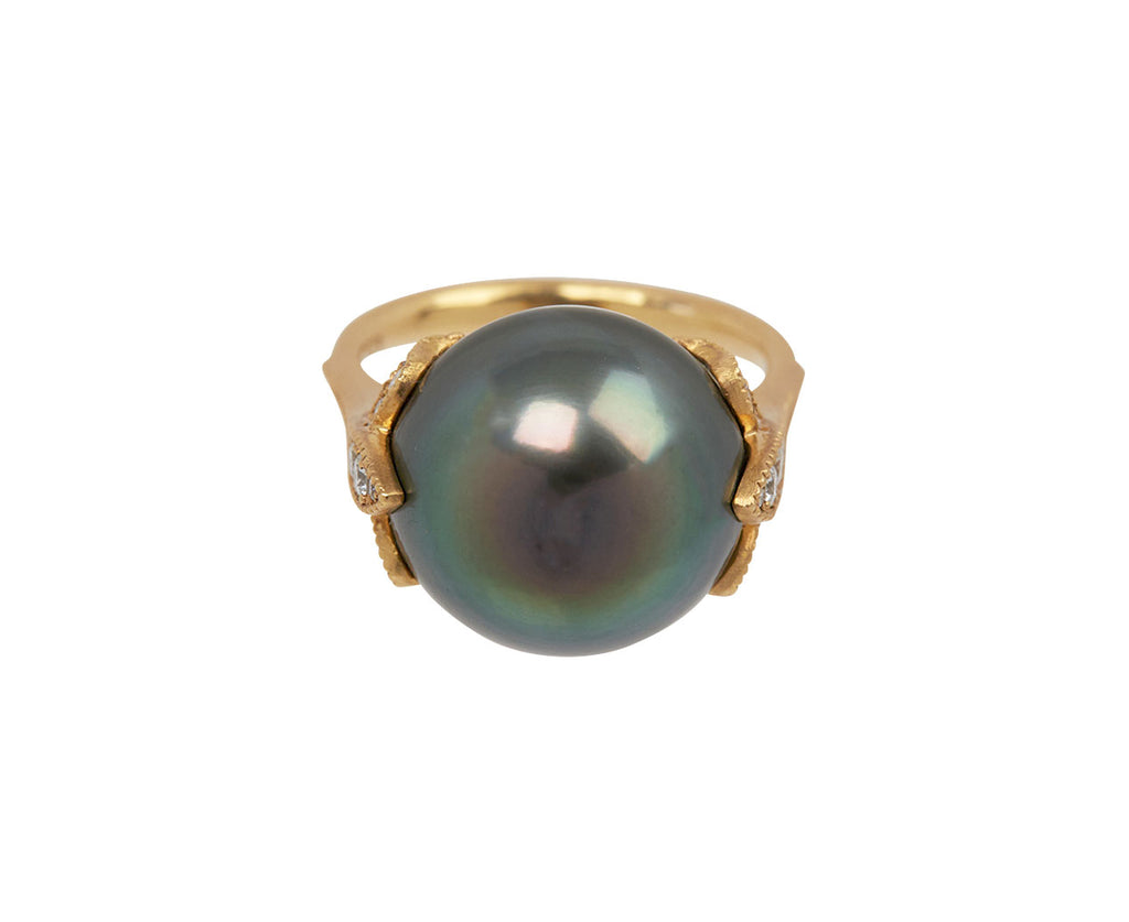South Sea Pearl and Diamond Lily Ring