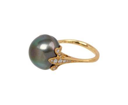 South Sea Pearl and Diamond Lily Ring