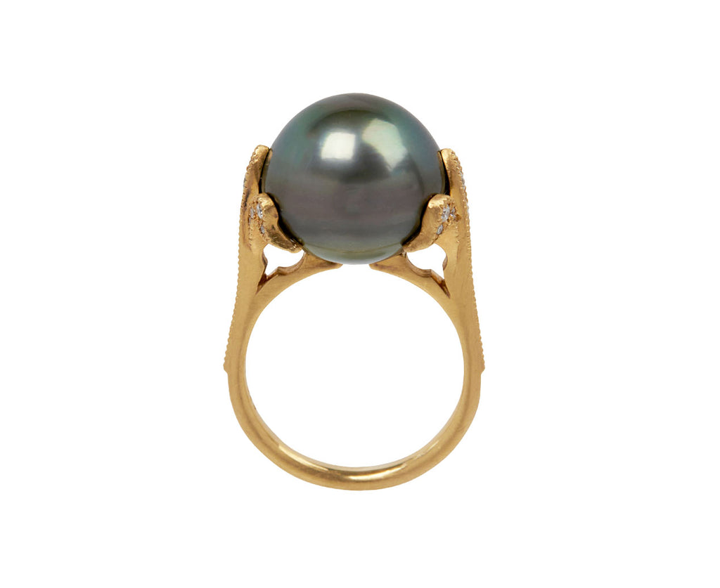 South Sea Pearl and Diamond Lily Ring