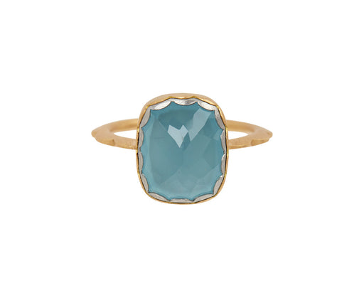 Rectangular Aquamarine Ripple Ring