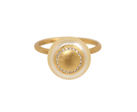 Silver South Sea Pearl and Diamond Ring