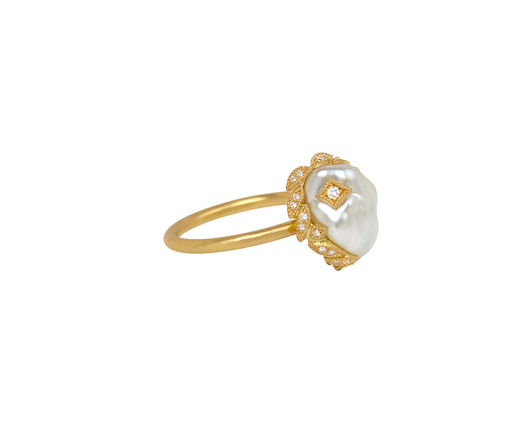 South Sea Pearl and Diamond Coronet Ring