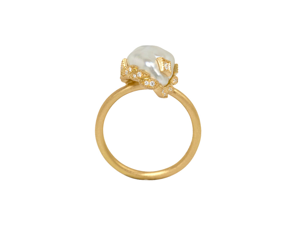 South Sea Pearl and Diamond Coronet Ring