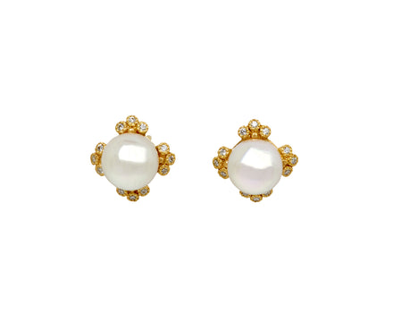 Akoya Pearl and Diamond Coronet Stud Earrings