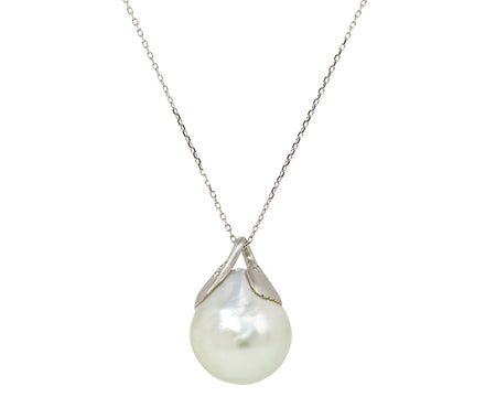 Platinum South Sea Pearl and Diamond Pendant Necklace