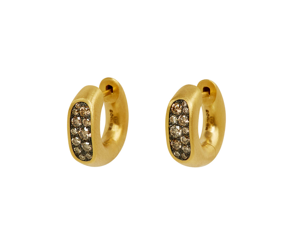 Brown Diamond Arc Huggie Hoop Earrings - TWISTonline 