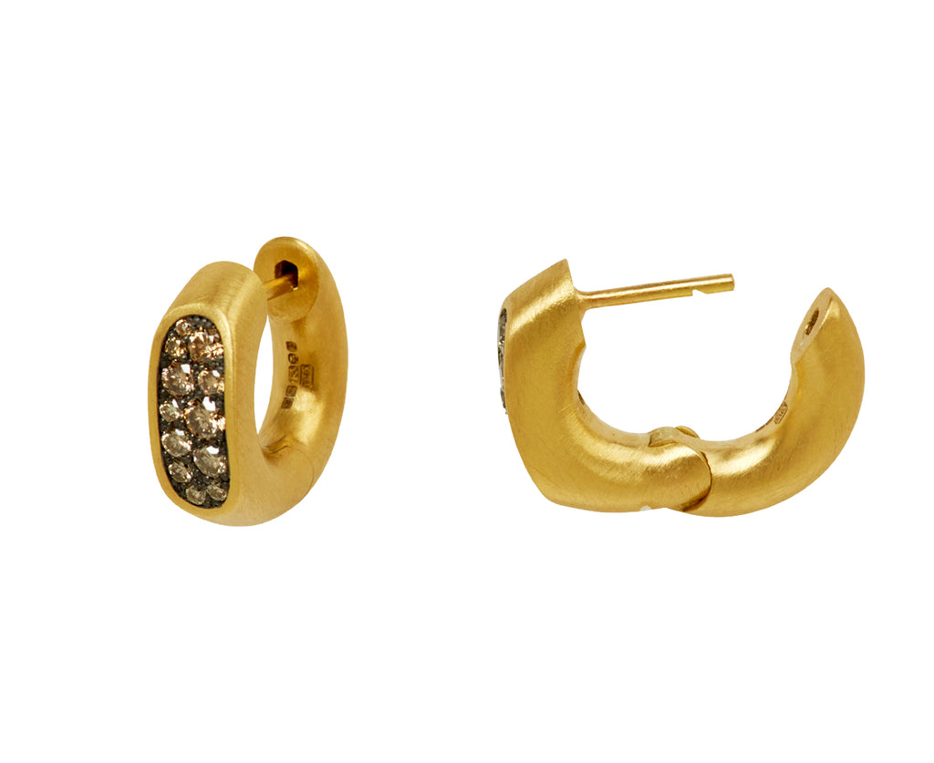 Brown Diamond Arc Huggie Hoop Earrings - TWISTonline 