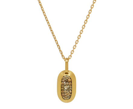 Small Brown Diamond Cartouche Pendant Necklace