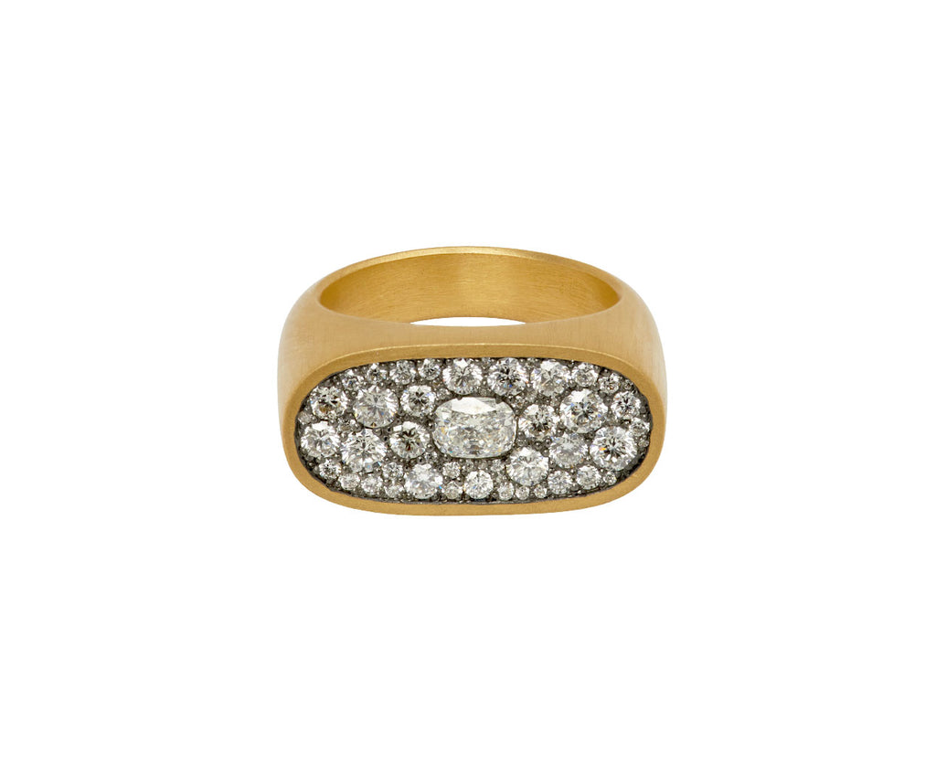Large White Diamond Cartouche Ring