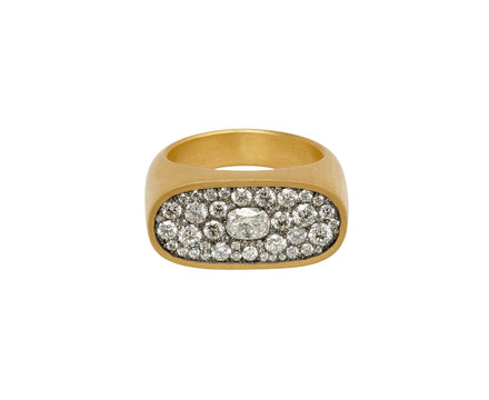 Large White Diamond Cartouche Ring