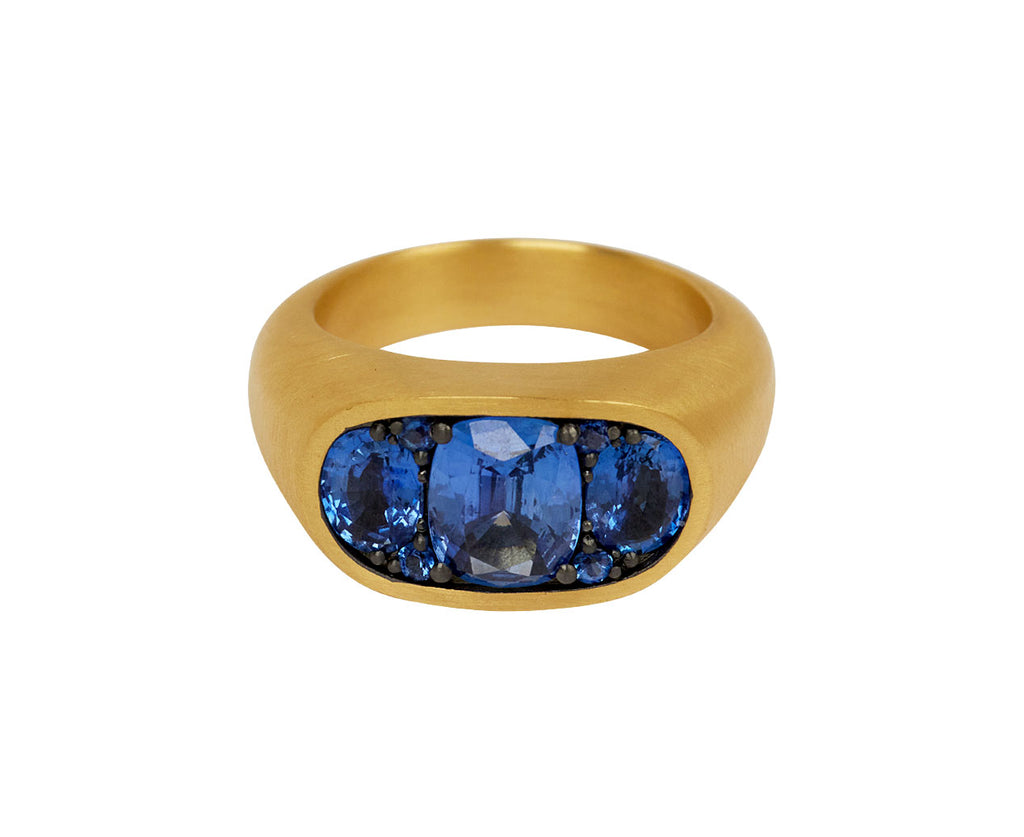 Blue Sapphire Keystone Ring