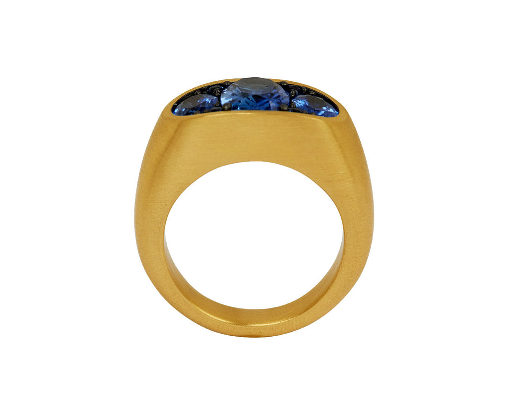 Blue Sapphire Keystone Ring