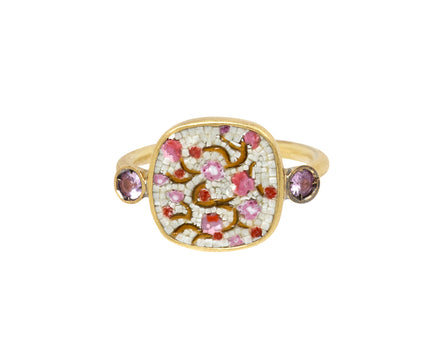 Pink Sapphire Micromosaic Cherry Blossom Ring