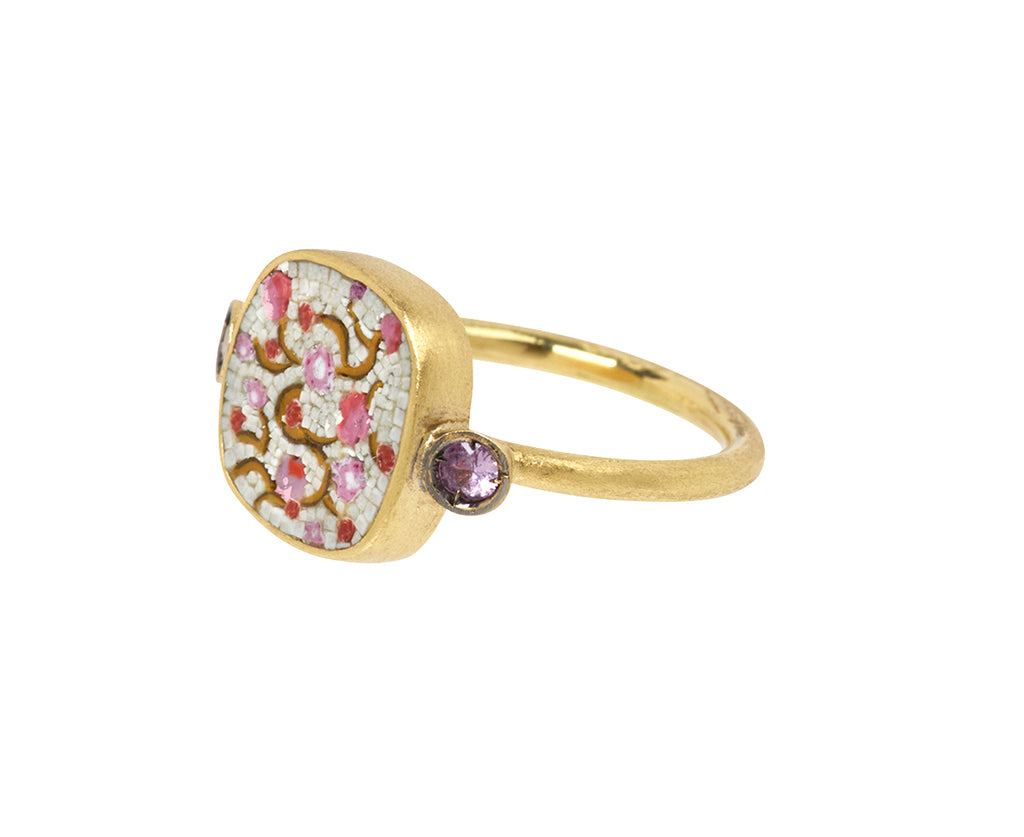 Pink Sapphire Micromosaic Cherry Blossom Ring