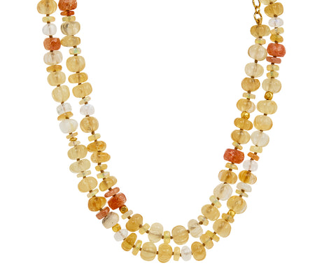 Lena Skadegard Sunstone and Ethiopian Opal Beaded Necklace