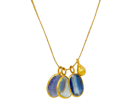 Tanzanite, Kyanite and Aquamarine Triple Colette Pendant Necklace