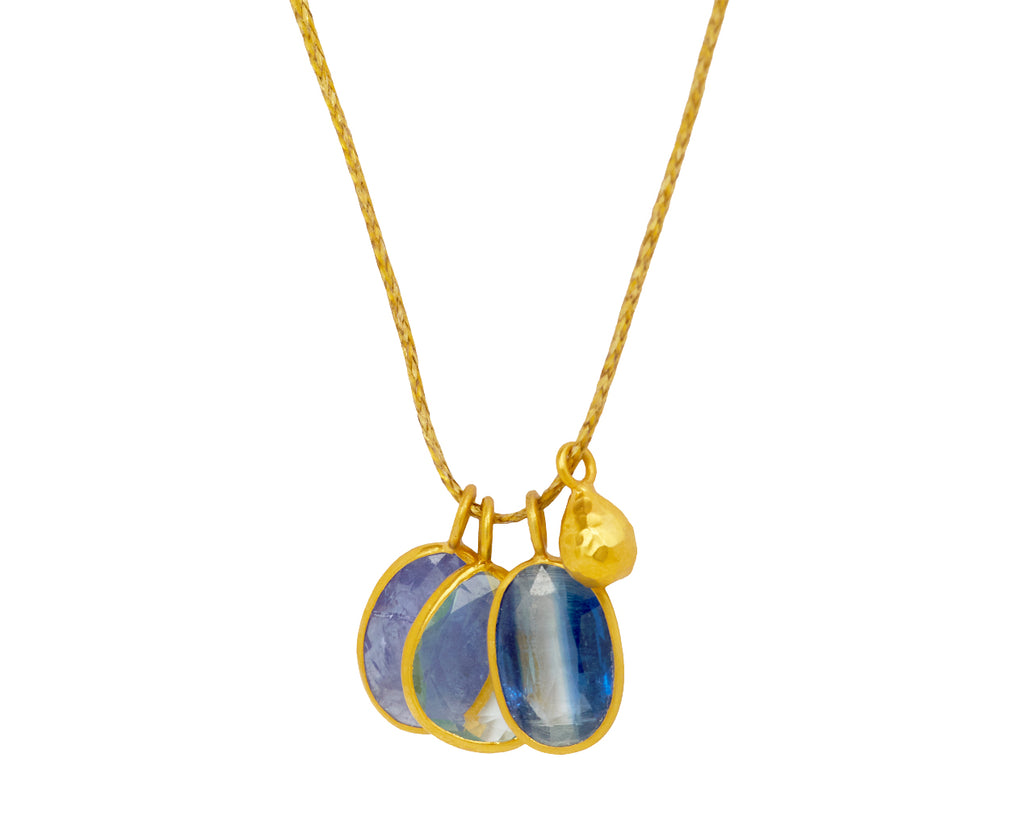 Tanzanite, Kyanite and Aquamarine Triple Colette Pendant Necklace