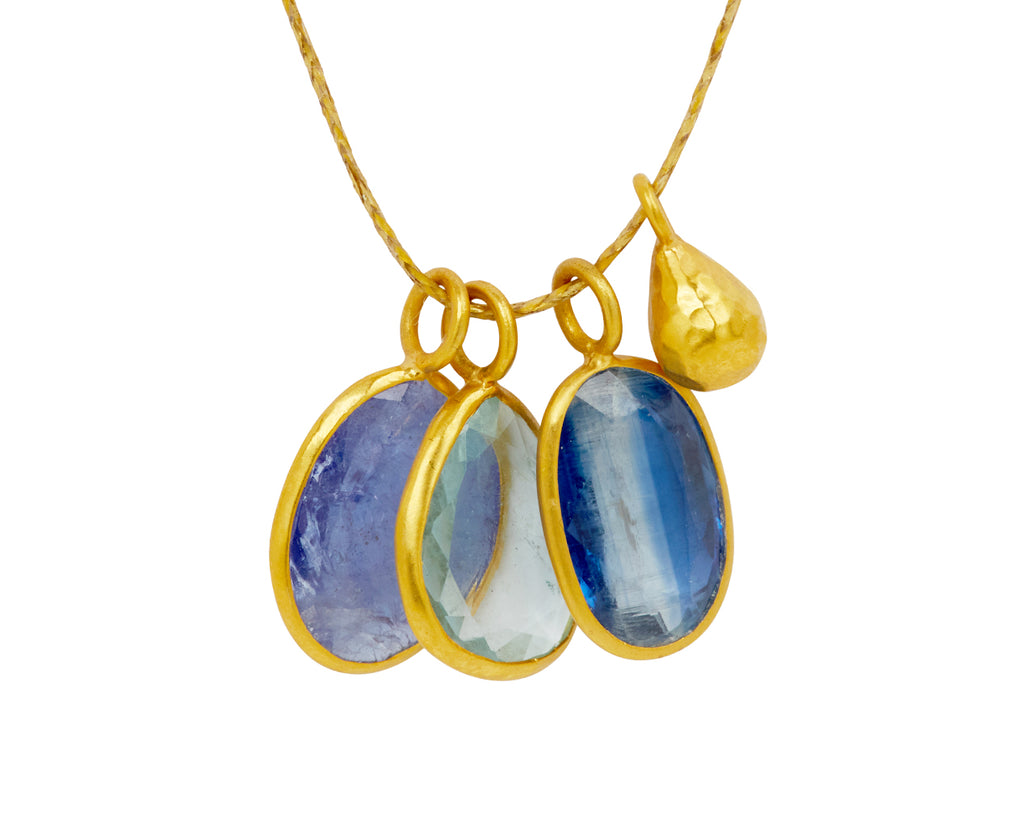 Tanzanite, Kyanite and Aquamarine Triple Colette Pendant Necklace