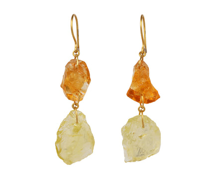 Citrine and Lemon Quartz Metamorphic Double Drop Earrings - TWISTonline 